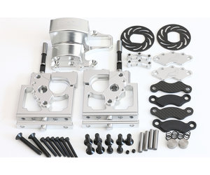 Front&Rear, Silver GTBracing CNC Aluminum Parts Front+Rear Center Differential Mount Diff Gearbox Brace for 1:5 RC Car 1/5 LOSI DBXL MTXL Accessories 