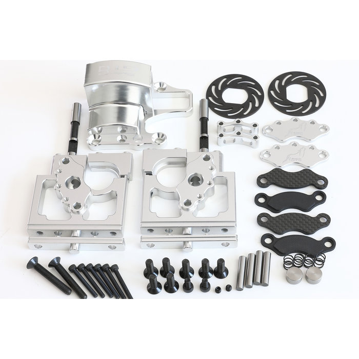 GTBRacing CNC Aluminiumlegierung Mitteldifferenzialhalterung & verstellbare Bremssättel für 1:5 RC Gas Car 1/5 LOSI MTXL in Silber und Rot