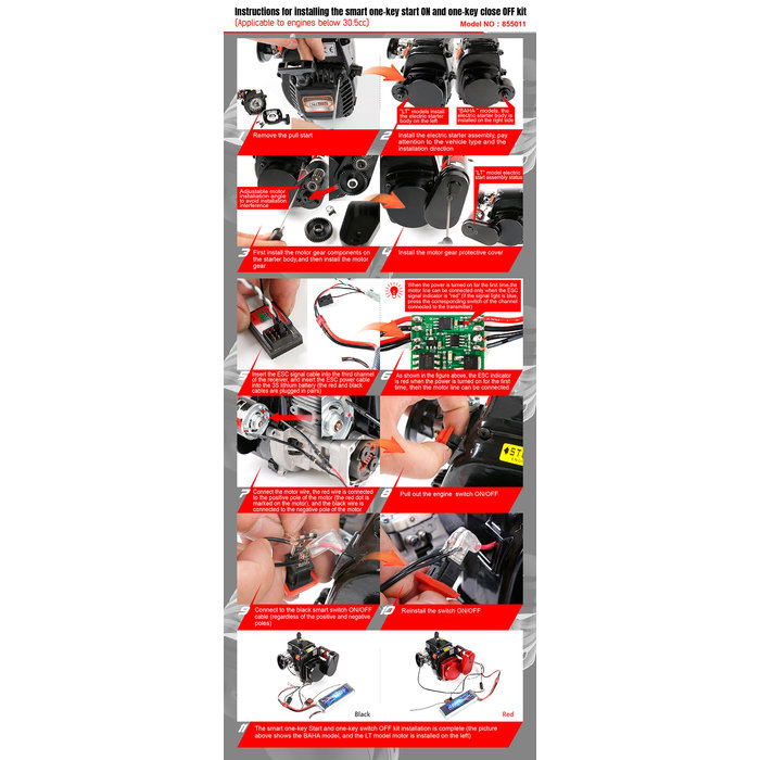 Electric starter for fuel engines in two models and in two colors