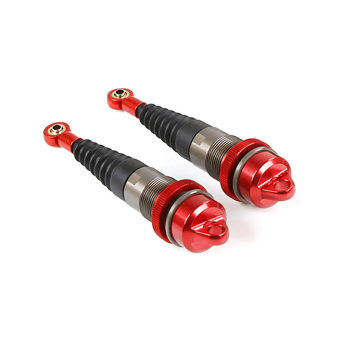 RovanLosi LT / Losi 5ive CNC metalen schokdemper voorzijde met torenstofhoesjes (2 stuks) in de kleur rood, blauw of titanium