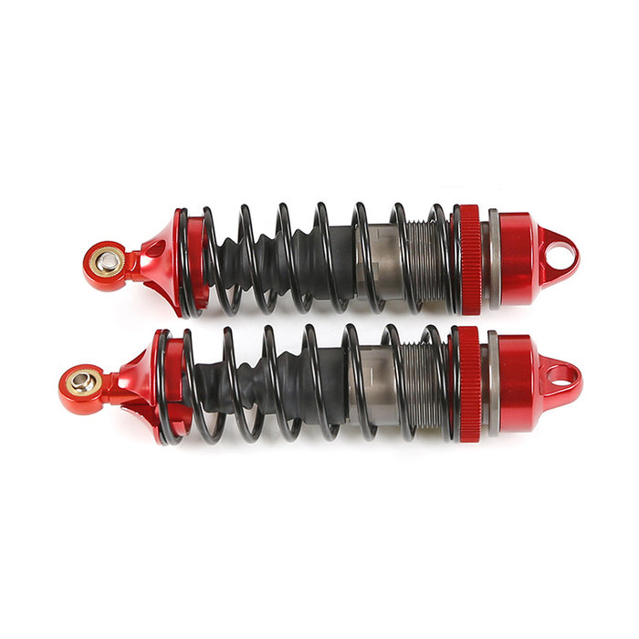 RovanLosi LT / Losi 5ive CNC metalen schokdemper voorzijde met torenstofhoesjes (2 stuks) in de kleur rood, blauw of titanium