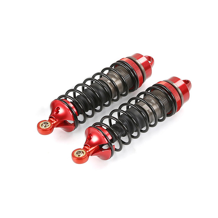 RovanLosi LT / Losi 5ive CNC metalen schokdemper voorzijde met torenstofhoesjes (2 stuks) in de kleur rood, blauw of titanium