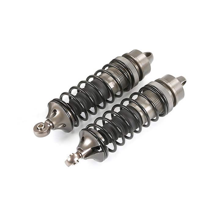 RovanLosi LT / Losi 5ive CNC metalen schokdemper voorzijde met torenstofhoesjes (2 stuks) in de kleur rood, blauw of titanium