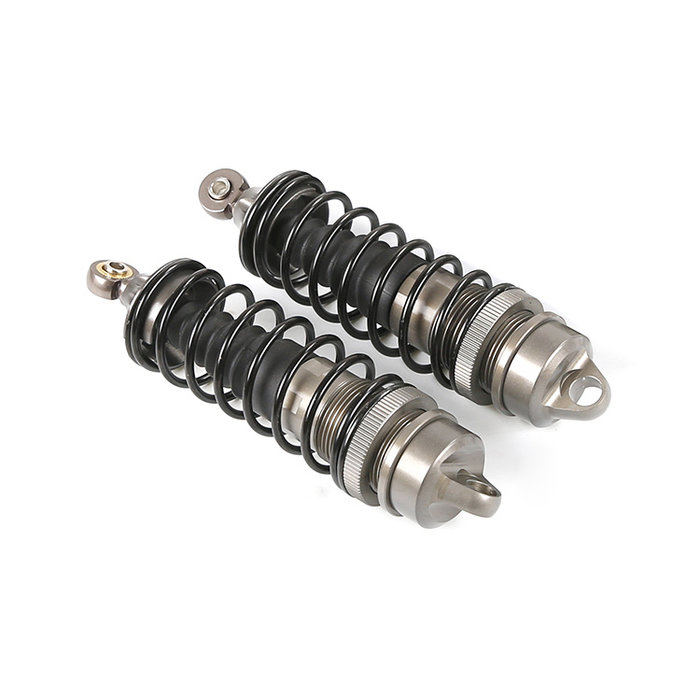 RovanLosi LT / Losi 5ive CNC metalen schokdemper voorzijde met torenstofhoesjes (2 stuks) in de kleur rood, blauw of titanium