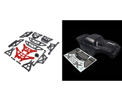RovanLosi ROVAN LT / LOSI 5ive-T gemodificeerde X-LT body kit (transparante body met rode of blauwe CNC ALU metalen onderdelen)