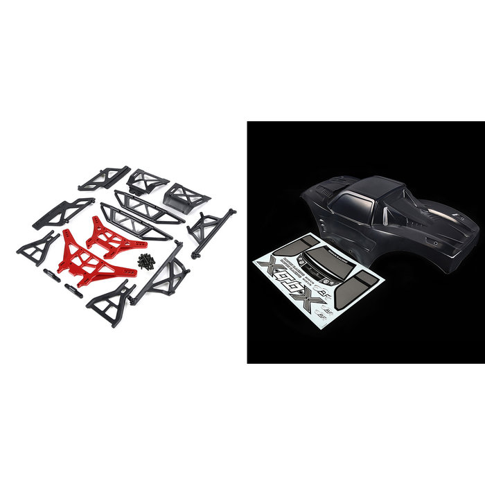 RovanLosi ROVAN LT / LOSI 5ive-T modified X-LT car shell kit (transparent shell wit red or blue metal parts)