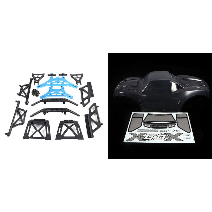 RovanLosi ROVAN LT / LOSI 5ive-T modified X-LT car shell kit (transparent shell wit red or blue metal parts)