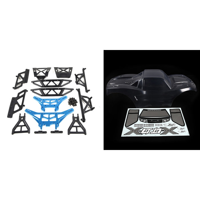 RovanLosi ROVAN LT / LOSI 5ive-T modified X-LT car shell kit (transparent shell wit red or blue metal parts)