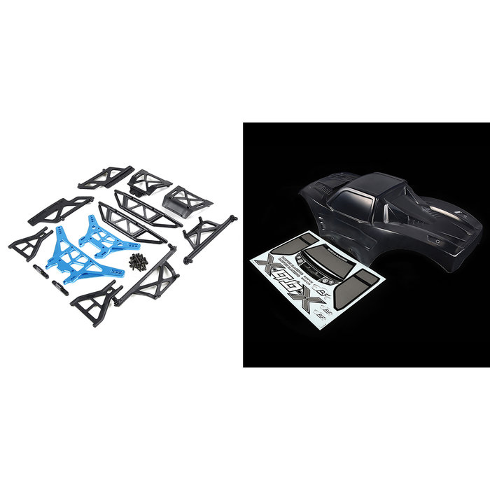 RovanLosi ROVAN LT / LOSI 5ive-T modified X-LT car shell kit (transparent shell wit red or blue metal parts)