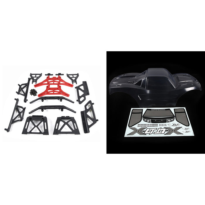RovanLosi ROVAN LT / LOSI 5ive-T modified X-LT car shell kit (transparent shell wit red or blue metal parts)