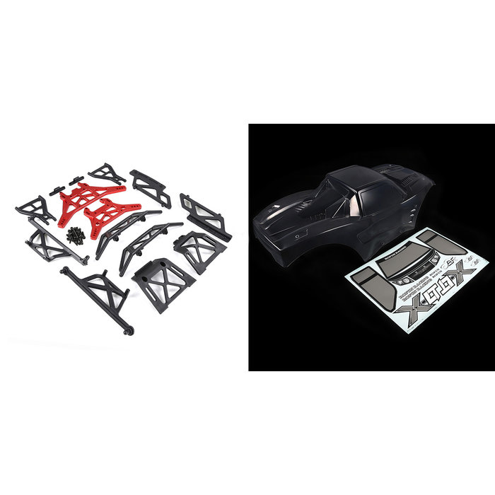 RovanLosi ROVAN LT / LOSI 5ive-T modified X-LT car shell kit (transparent shell wit red or blue metal parts)