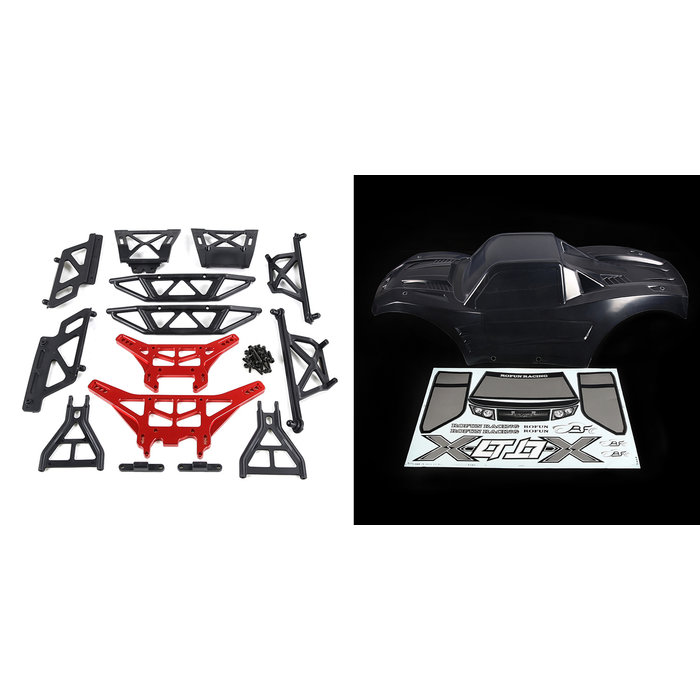 RovanLosi ROVAN LT / LOSI 5ive-T modified X-LT car shell kit (transparent shell wit red or blue metal parts)