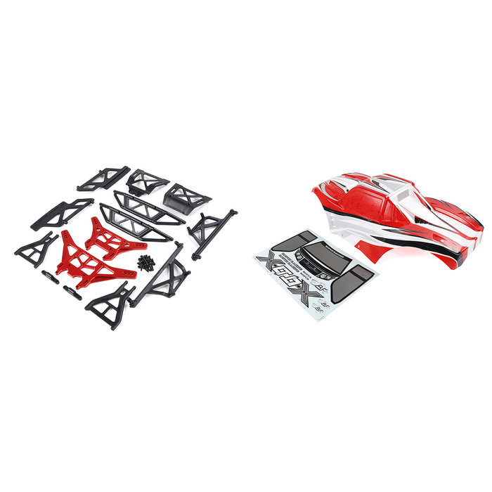 RovanLosi ROVAN LT / LOSI 5ive-T gemodificeerde X-LT body kit (Rode of blauwe body met rode of blauwe CNC ALU metalen onderdelen)