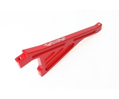 GTBRacing GTB Alloy CNC Front Chassis Brace for Losi 5ive-T Truck in silver and red