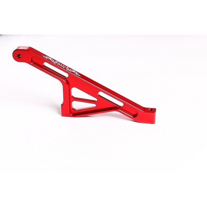 GTBRacing GTB Alloy CNC Rear Chassis Brace for Losi 5ive-T Truck in silver and red