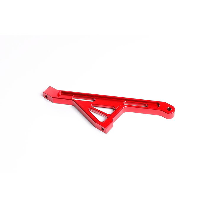 GTBRacing GTB Alloy CNC Front Chassis Brace for Losi 5ive-T Truck in silver and red