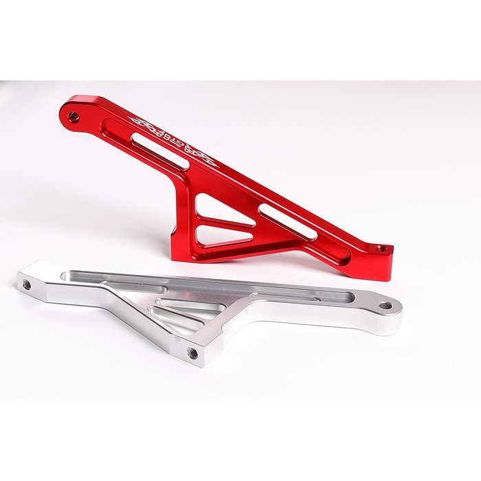 GTBRacing GTB Alloy CNC Front Chassis Brace for Losi 5ive-T Truck in silver and red