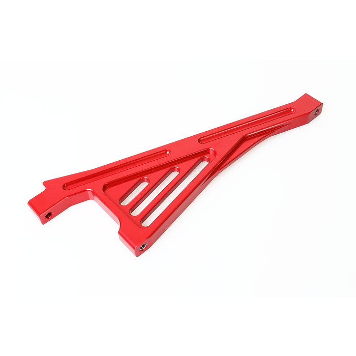 GTBRacing GTB Alloy CNC Rear Chassis Brace for Losi 5ive-T Truck in silver and red