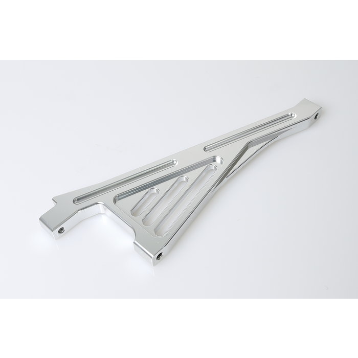 GTBRacing GTB Alloy CNC Rear Chassis Brace for Losi 5ive-T Truck in silver and red