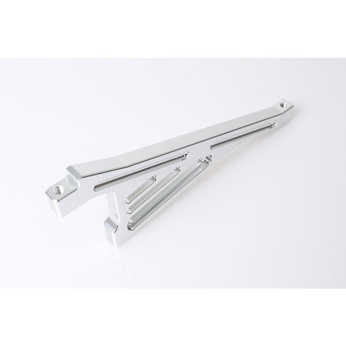 GTBRacing GTB Alloy CNC Rear Chassis Brace for Losi 5ive-T Truck in silver and red