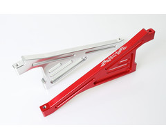 GTBRacing GTB Alu CNC Rear Chassis Strebe für Losi 5ive-T Truck in silber und rot