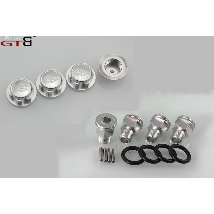 GTBRacing GTB Racing Losi 5ive-T  Rovan LT Wheel nuts and axle extenders (4pcs.) / Radmuttern und Spurverbreiterungen