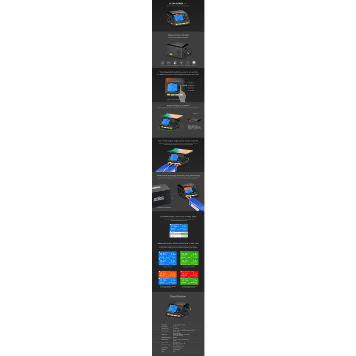 UltraPower 400W 10A Smart Dual Channel AC/DC Oplader