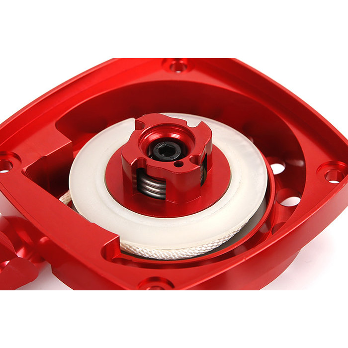 CNC metal Easy Start pull starter (in red or silver) with CNC flywheel carrier