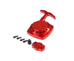 CNC metalen Easy Start trekstarter  (in rood of zilver) met CNC vliegwielmeenemer