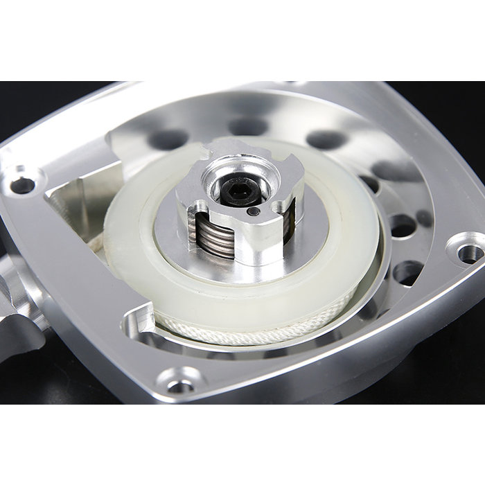 CNC metal Easy Start pull starter (in red or silver) with CNC flywheel carrier