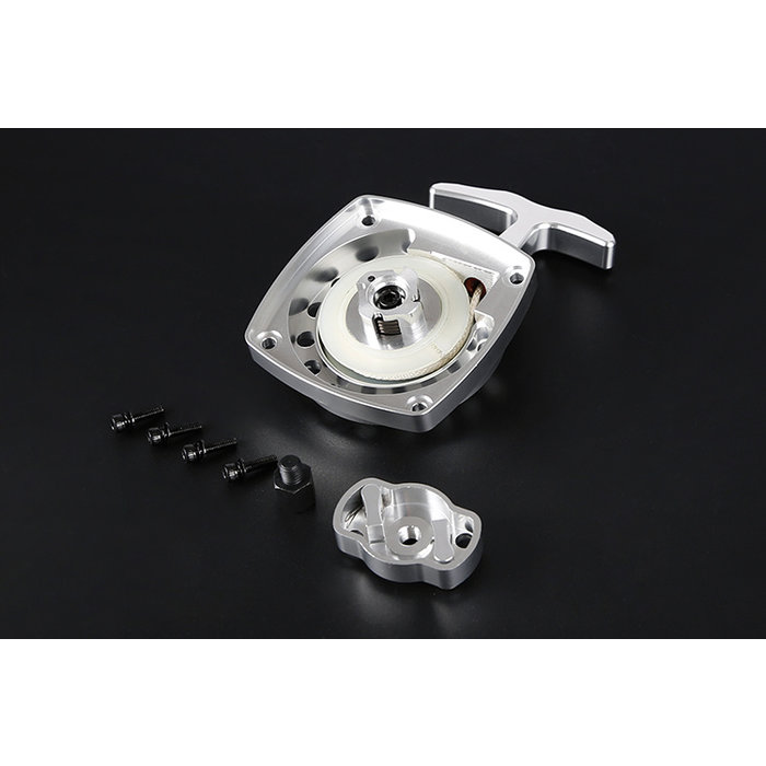 CNC metal Easy Start pull starter (in red or silver) with CNC flywheel carrier