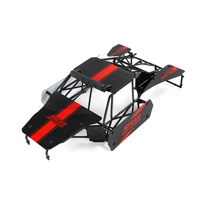 RovanLosi LT  Losi 5ive-T flatbed car shell with spotlight anti-roll frame set parts (red or green variant)