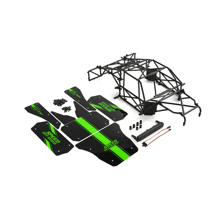RovanLosi LT  Losi 5ive-T flatbed car shell with spotlight anti-roll frame set parts (red or green variant)