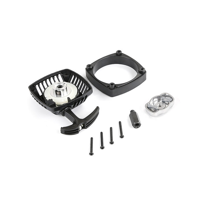 Easy-start trekstarter met CNC metalen turbine (rood of zilver) met hulpstuk voor toepassing op standaard vliegwiel