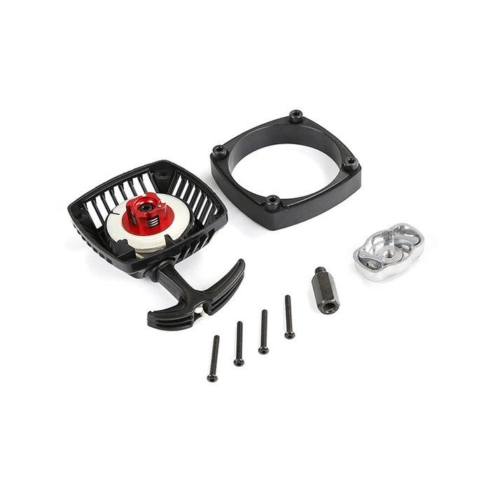 Easy-start trekstarter met CNC metalen turbine (rood of zilver) met hulpstuk voor toepassing op standaard vliegwiel
