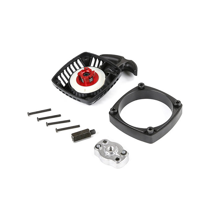 Easy-start trekstarter met CNC metalen turbine (rood of zilver) met hulpstuk voor toepassing op standaard vliegwiel