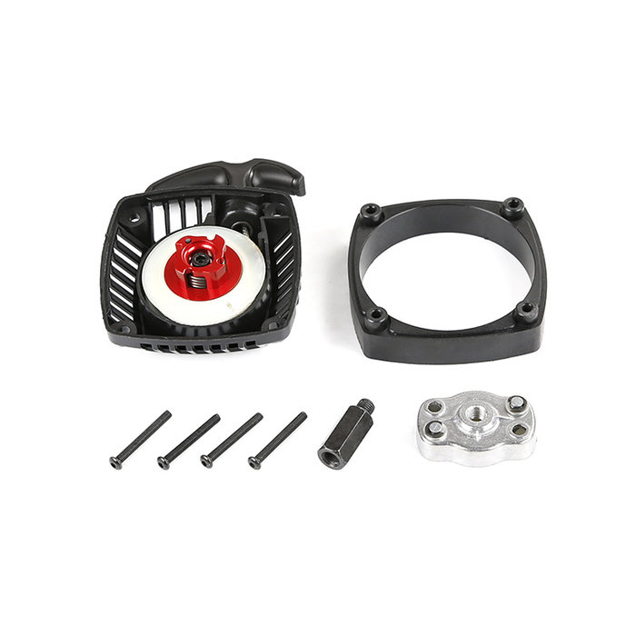Easy-start trekstarter met CNC metalen turbine (rood of zilver) met hulpstuk voor toepassing op standaard vliegwiel