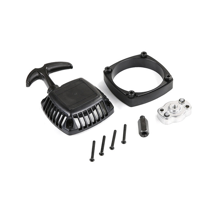 Easy-start pull starter with CNC metal turbine (red or silver) with attachment for use on standard flywheel