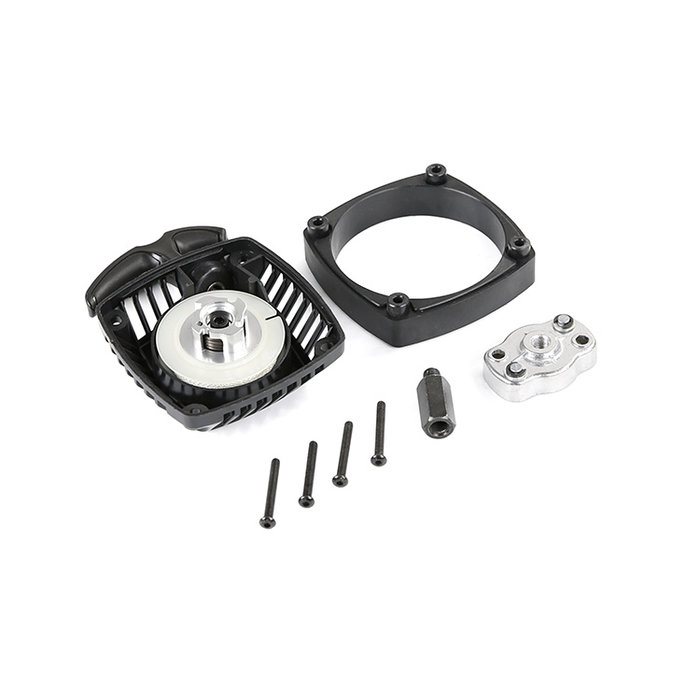 Easy-start trekstarter met CNC metalen turbine (rood of zilver) met hulpstuk voor toepassing op standaard vliegwiel