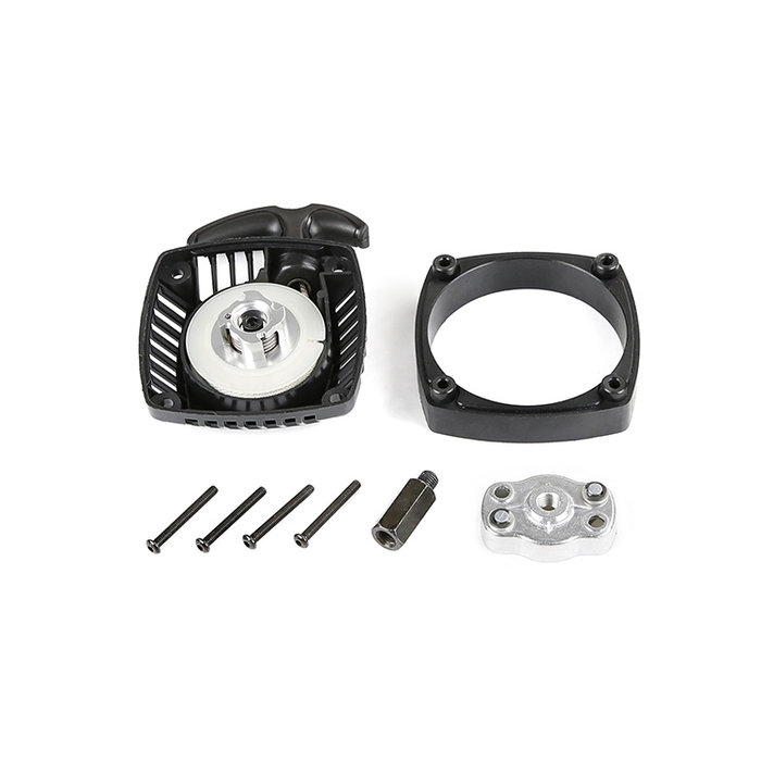 Easy-start trekstarter met CNC metalen turbine (rood of zilver) met hulpstuk voor toepassing op standaard vliegwiel