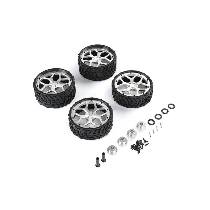 BAHA 5B CNC Alu Metal Wheels New All-Ground Tire Assembly Kit complete set in Silver or Red
