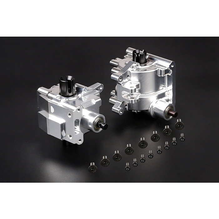 RovanLosi LT / Losi 5ive T CNC metalen gearbox / tandwielkast  voor- en achterzijde (in kleuren rood, blauw en silver)