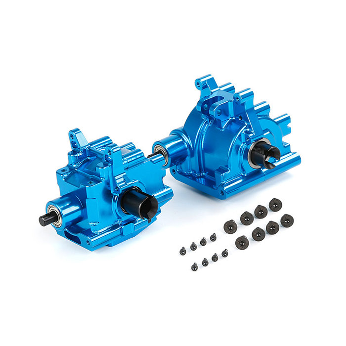 RovanLosi LT / Losi 5ive T CNC metalen gearbox / tandwielkast  voor- en achterzijde (in kleuren rood, blauw en silver)