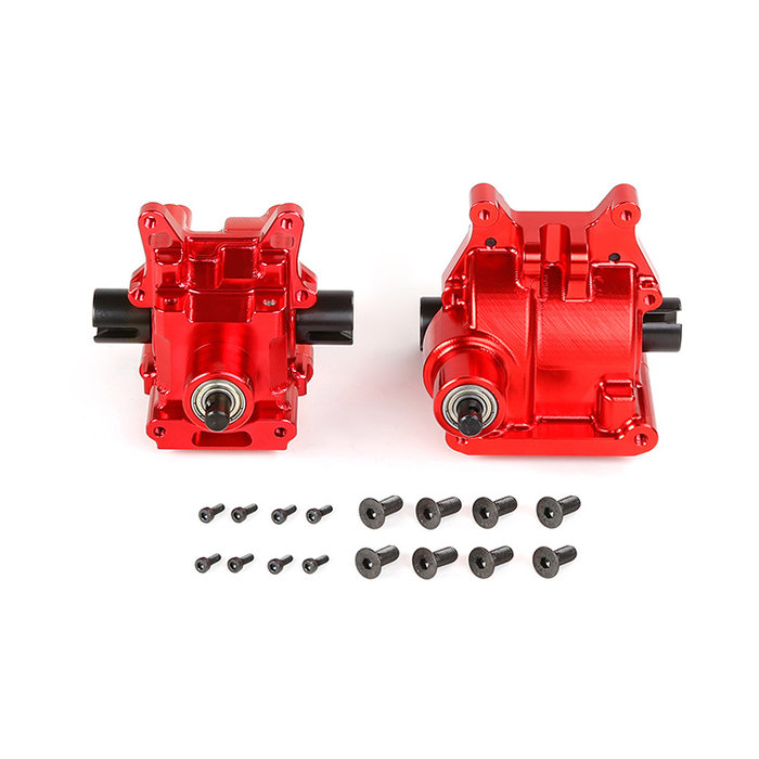 RovanLosi LT / Losi 5ive T CNC metalen gearbox / tandwielkast  voor- en achterzijde (in kleuren rood, blauw en silver)