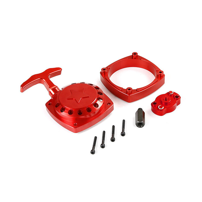 CNC metal Easy Start hand puller (in red or silver) with CNC flywheel carrier and spacer bridge plate