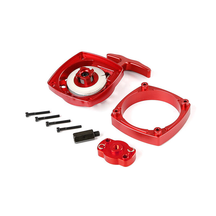 CNC metal Easy Start hand puller (in red or silver) with CNC flywheel carrier and spacer bridge plate