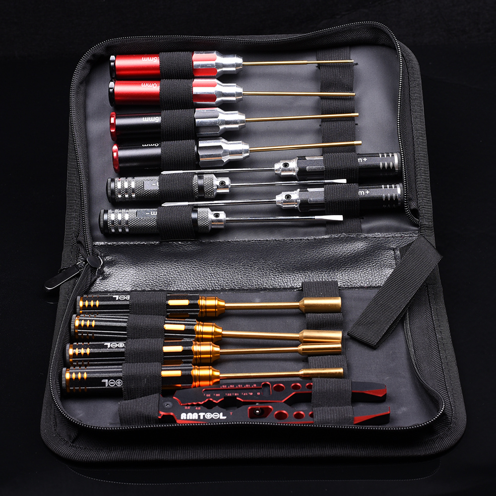 RNA Tool RNA tool zwart cat 5517 Klassieke gereedschapstas 13-delige set Phillips 3.0, 4.0, plat 3.0, 4.0 mm, zeskant 1.5/2.0/2,5/3.0mm Doos 4.0/5.5/7.0/8.0 mm schokschachttang