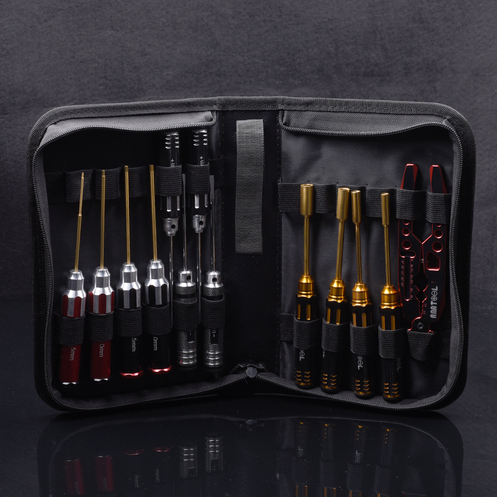 RNA Tool RNA Tool Black Cat 5517 Klassische Werkzeugtasche, 13-teiliges Set, Phillips 3,0, 4,0, flach 3,0, 4,0 mm, Sechskant 1,5/2,0/2,5/3,0 mm, Box 4,0/5,5/7,0/8,0 mm Stoßwellenzange