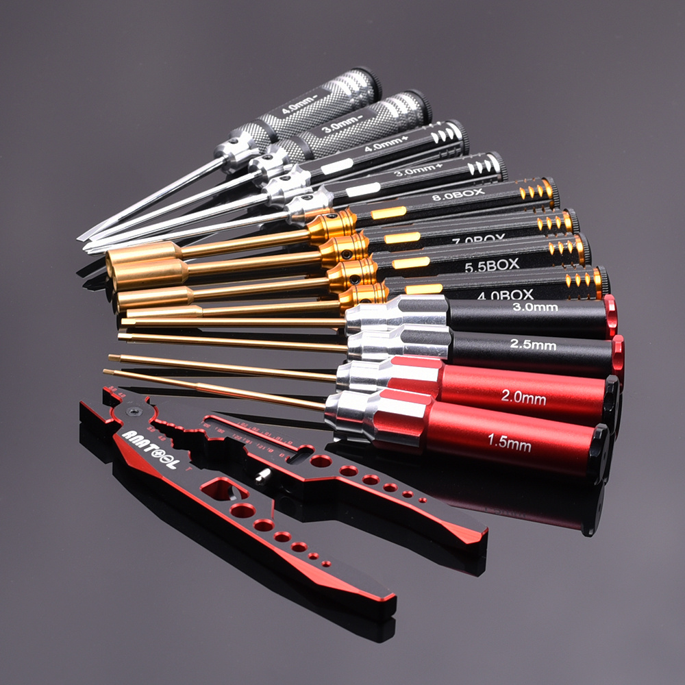 RNA Tool RNA tool zwart cat 5517 Klassieke gereedschapstas 13-delige set Phillips 3.0, 4.0, plat 3.0, 4.0 mm, zeskant 1.5/2.0/2,5/3.0mm Doos 4.0/5.5/7.0/8.0 mm schokschachttang