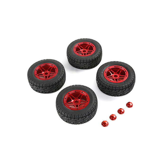 LT CNC metal five-star wheel all-terrain tire assembly (red)